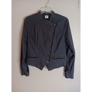 Cabi Twilight Asymmetrical Moto Jacket Zipper Gray Biker Boho Womens Size Medium